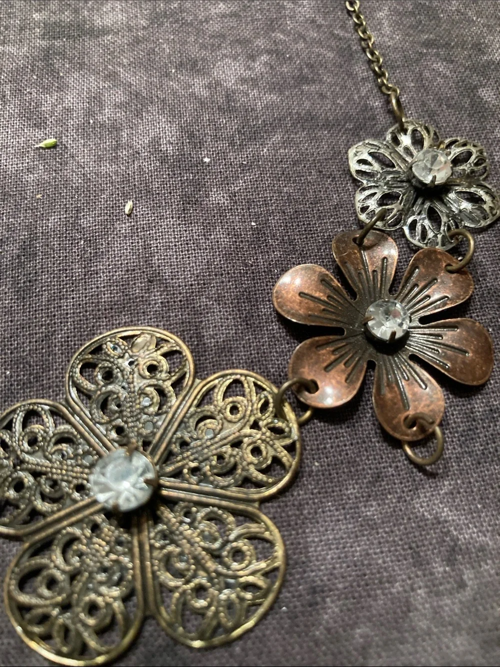 Floral Statement Necklace - Antique Mixed Metal
